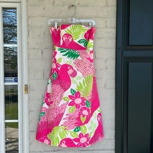 Lilly Pulitzer Pink and Green Parrot Print Dress